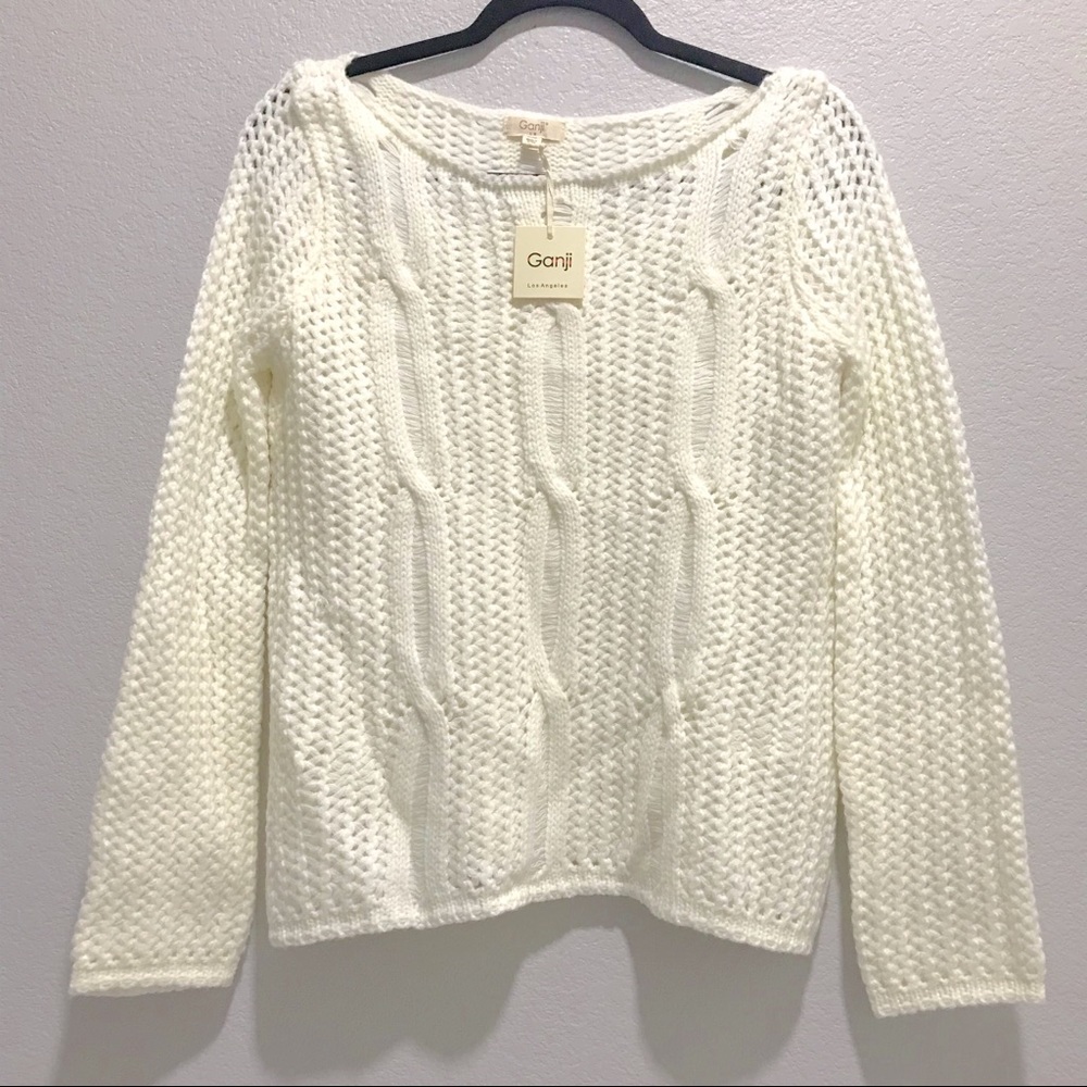 ANTHROPOLOGIE Ganjii Los Angeles cable knit crew